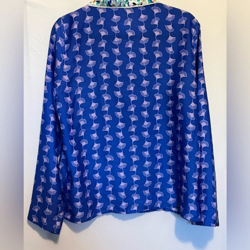 Lilly‎ Pulitzer PJ Satin Long Sleeve Top Blue Grotto Sz small